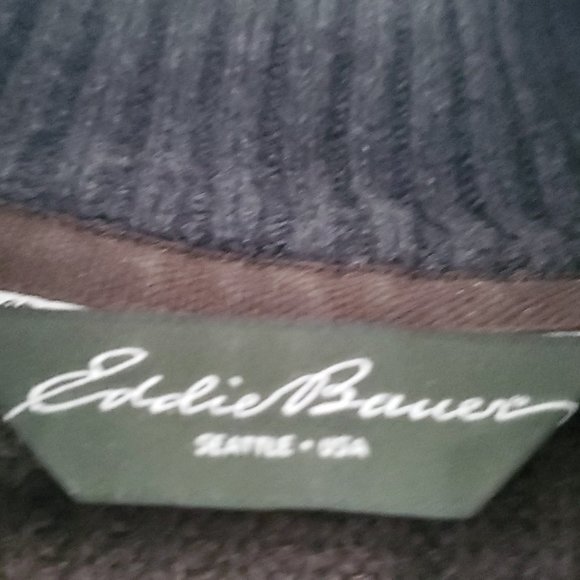 Eddie Bauer Men's Medium Cotton Brown Sweater with Half Zip - Picture 3 of 4